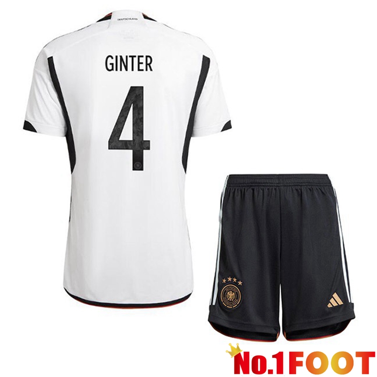 Germany (GINTER 4) Kids Football Jerseys Home Black White World Cup 2022