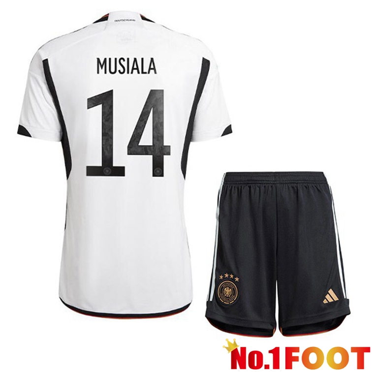 Germany (MUSIALA 14) Kids Football Jerseys Home Black White World Cup 2022