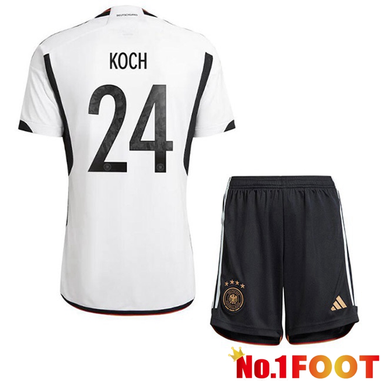 Germany (KOCH 24) Kids Football Jerseys Home Black White World Cup 2022