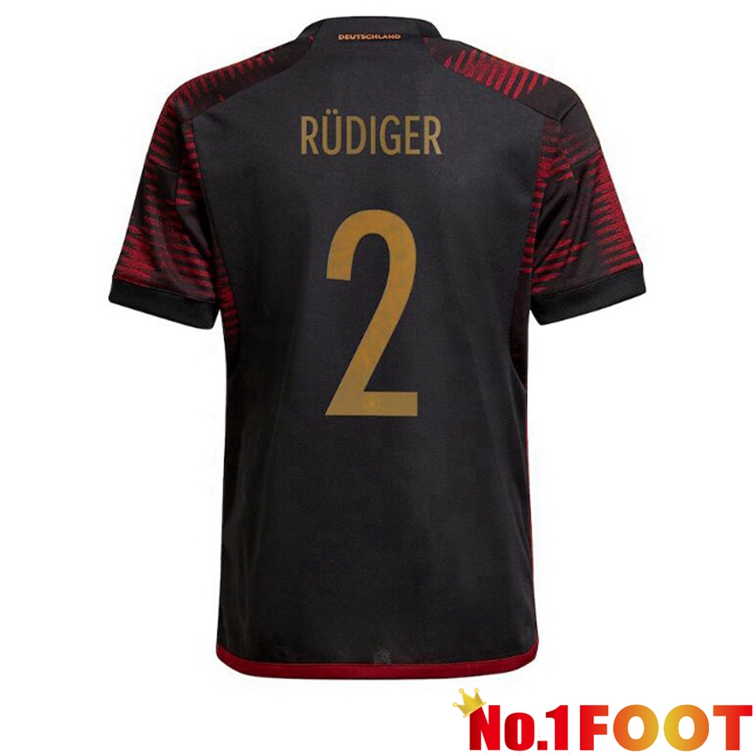 Germany (RÜDIGER 2) Football Jerseys Away Black World Cup 2022