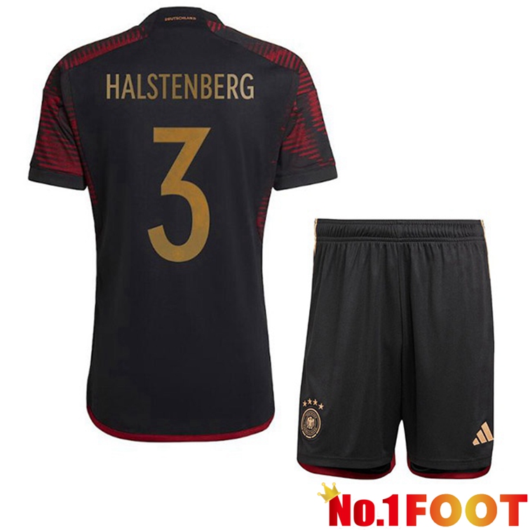 Germany (HALSTENBERG 3) Kids Football Jerseys Away Black World Cup 2022