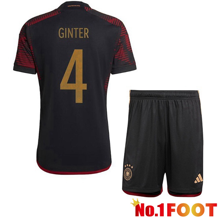 Germany (GINTER 4) Kids Football Jerseys Away Black World Cup 2022