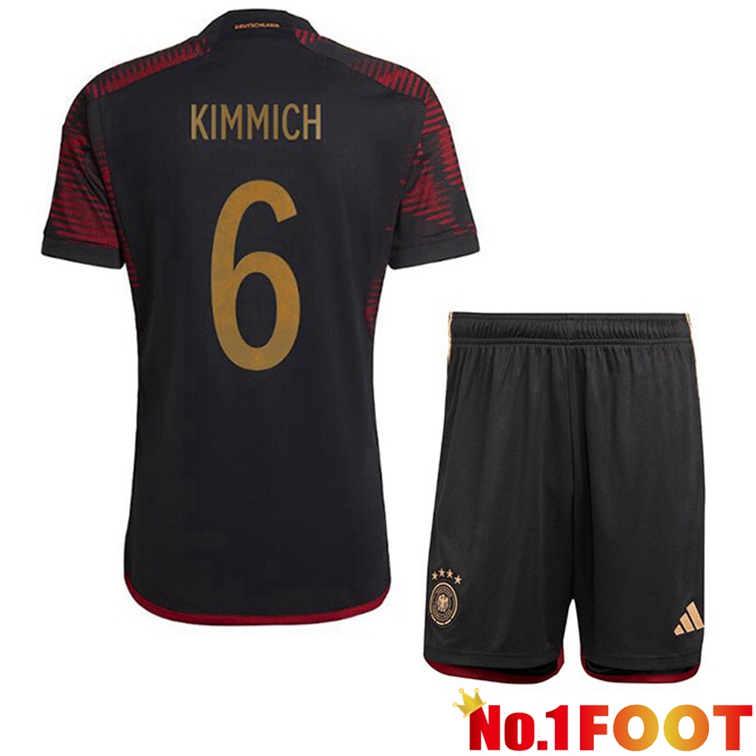 Germany (KIMMICH 6) Kids Football Jerseys Away Black World Cup 2022