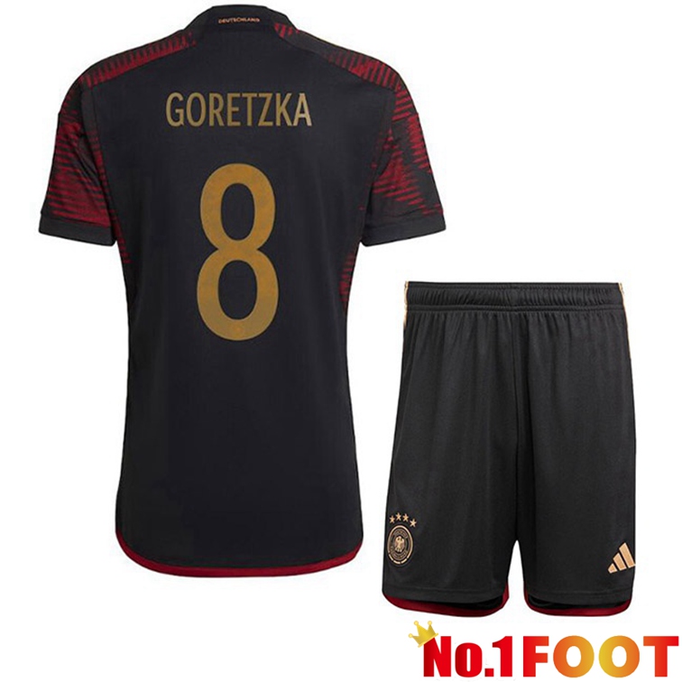 Germany (GORETZKA 8) Kids Football Jerseys Away Black World Cup 2022