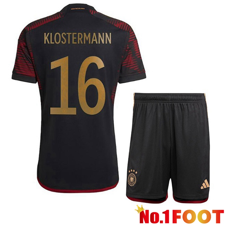 Germany (KLOSTERMANN 16) Kids Football Jerseys Away Black World Cup 2022