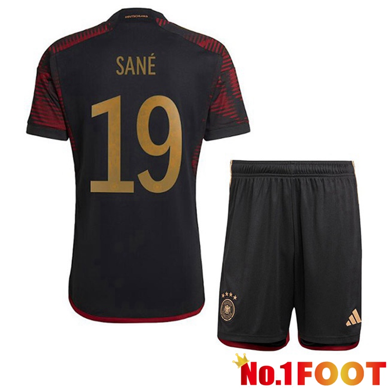 Germany (SANÉ 19) Kids Football Jerseys Away Black World Cup 2022