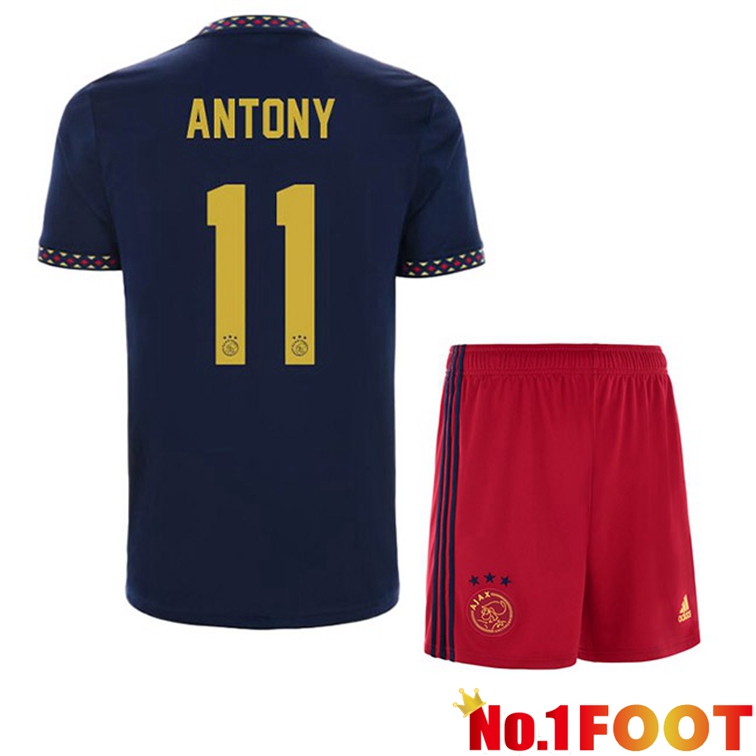 AFC Ajax (Antony 11) Kids Football Jerseys Away Black 2022-2023 - Click Image to Close