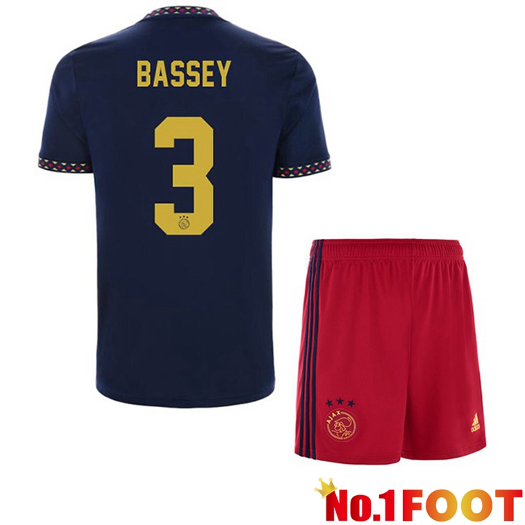 AFC Ajax (Bassey 3) Kids Football Jerseys Away Black 2022-2023