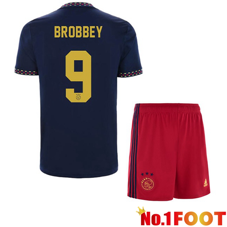 AFC Ajax (Brobbey 9) Kids Football Jerseys Away Black 2022-2023