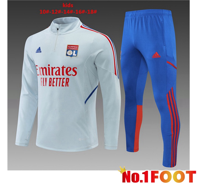 Olympique Lyon Kids Training Tracksuit Gray 2022-2023