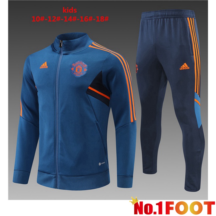 Manchester United Kids Training Jacket Suit Blue 2022-2023