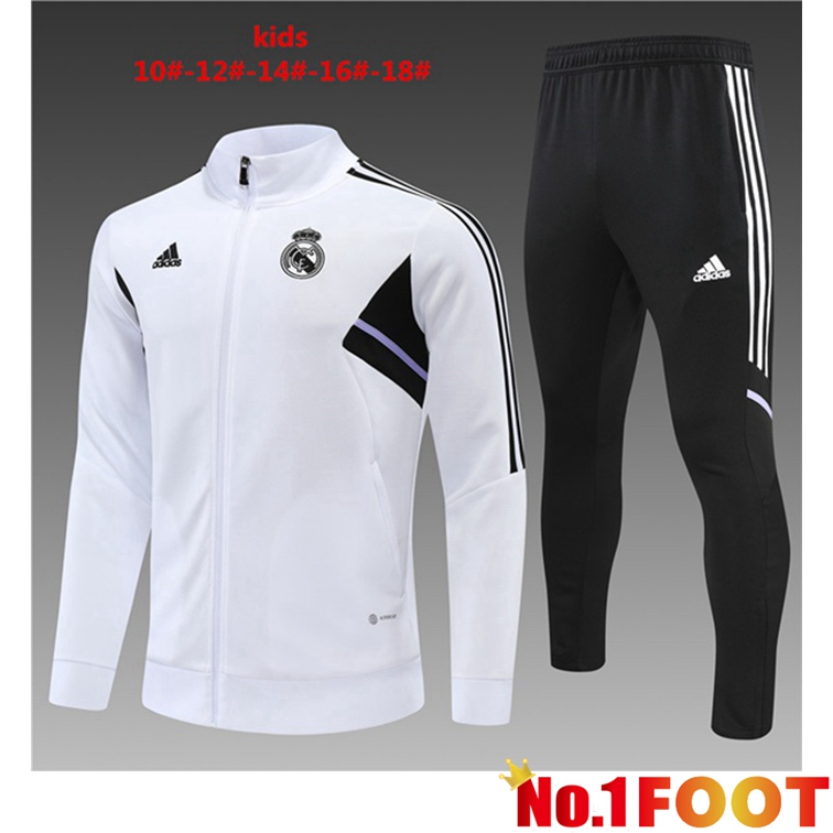 Real Madrid Kids Training Jacket Suit White 2022-2023 - Click Image to Close