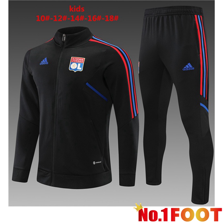 Olympique Lyon Kids Training Jacket Suit Black 2022-2023