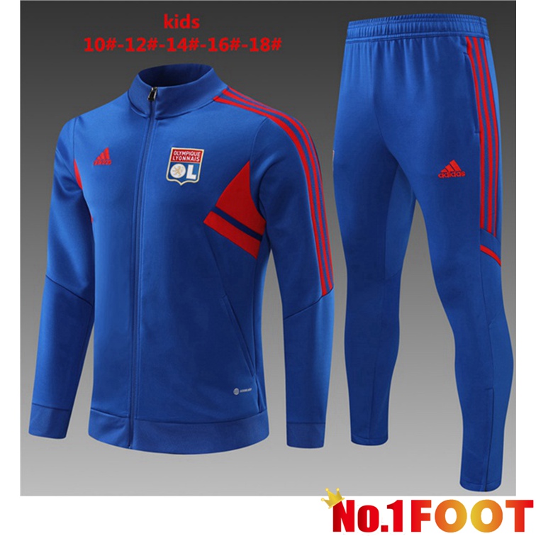 Olympique Lyon Kids Training Jacket Suit Blue 2022-2023