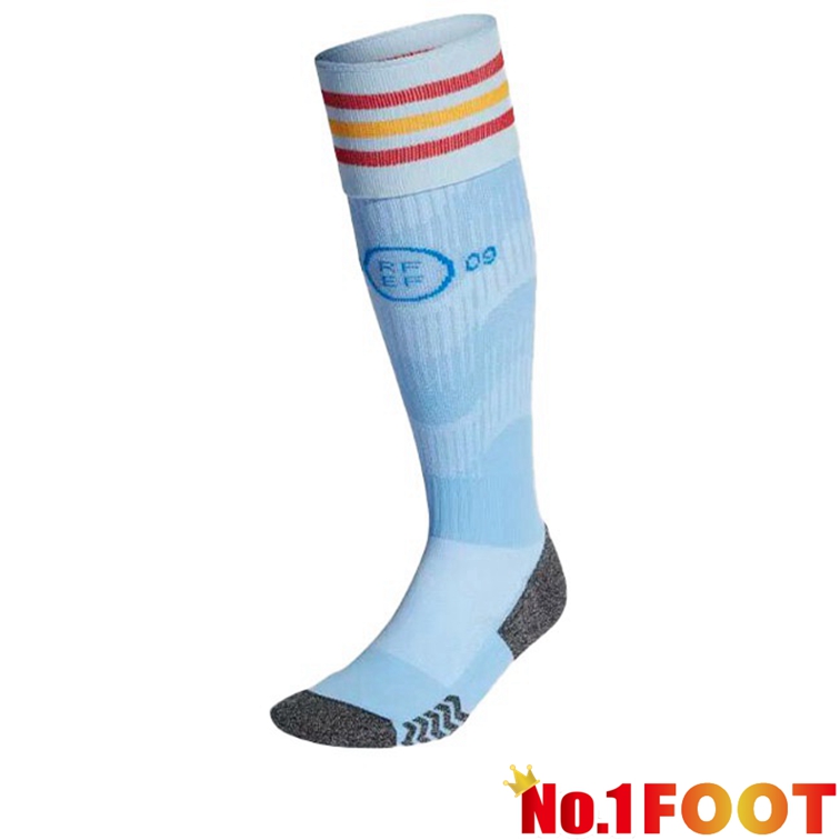 Spain Blue Football Socks White 2022-2023