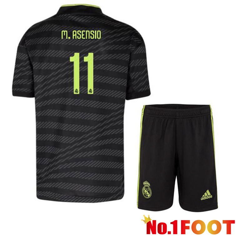 Real Madrid (Asensio 11) Kids Football Jerseys Third Black 2022-2023