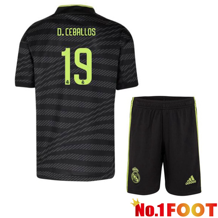 Real Madrid (D. Ceballos 19) Kids Football Jerseys Third Black 2022-2023