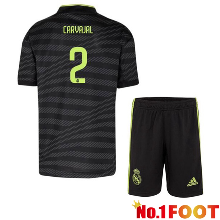 Real Madrid (Carvajal 2) Kids Football Jerseys Third Black 2022-2023