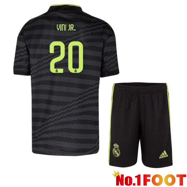 Real Madrid (Vini Jr. 20) Kids Football Jerseys Third Black 2022-2023