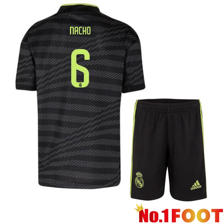 Real Madrid (Nacho 6) Kids Football Jerseys Third Black 2022-2023