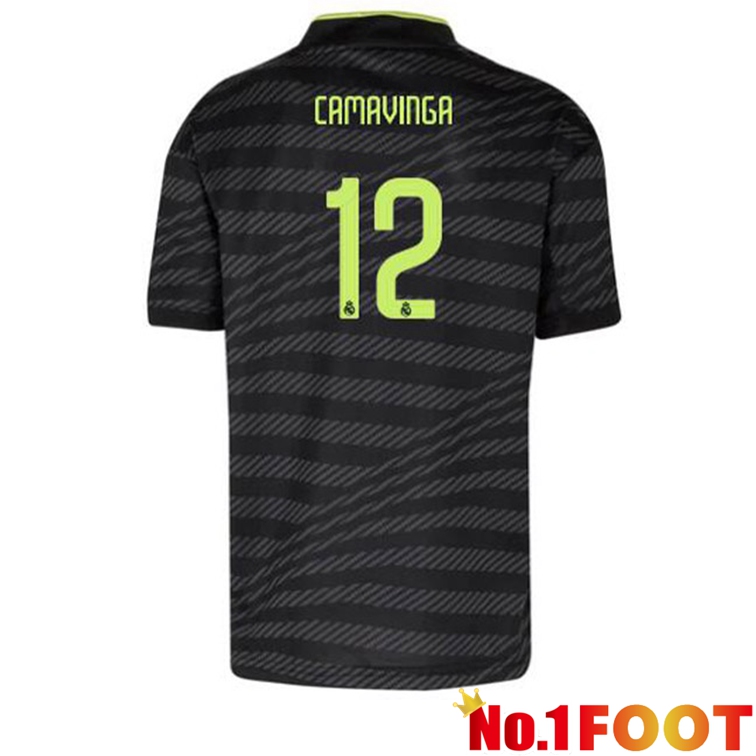 Real Madrid (Camavinga 12) Football Jerseys Third Black 2022-2023