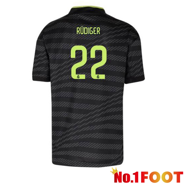 Real Madrid (Rüdiger 22) Football Jerseys Third Black 2022-2023