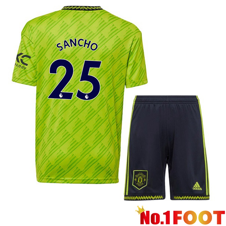 Manchester United (SANCHO 25) Kids Football Jerseys Third Green 2022-2023