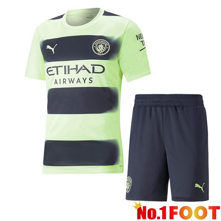 Manchester City Kids Football Jerseys Third Green Black 2022-2023