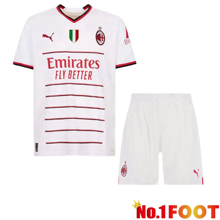 AC Milan Kids Football Jerseys Away White 2022-2023