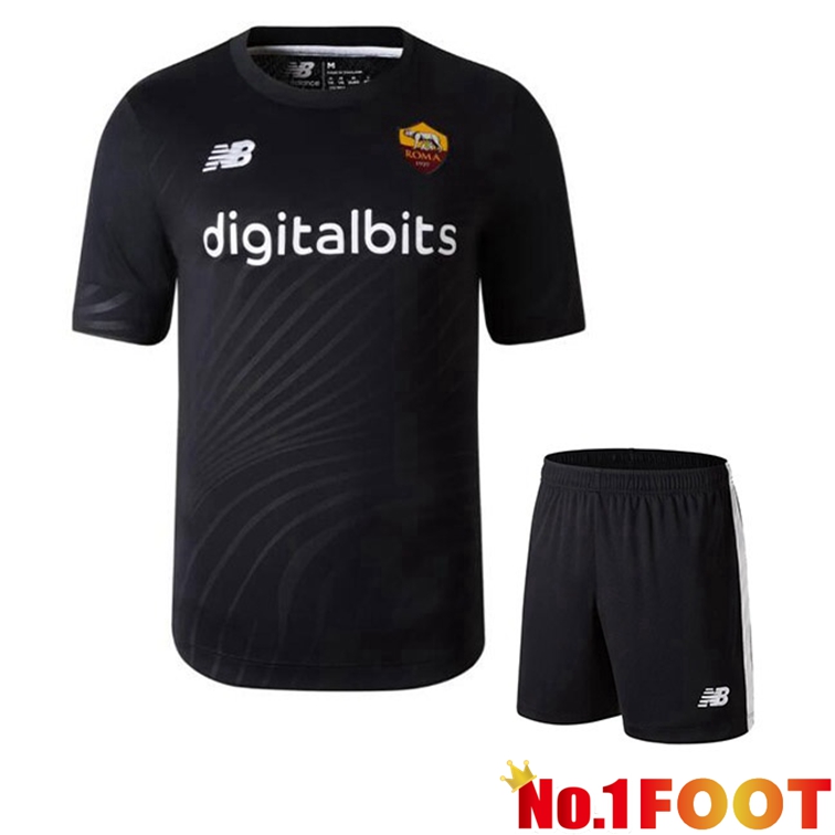 AS Roma Kids Goalkeeper Football Jerseys Black 2022-2023