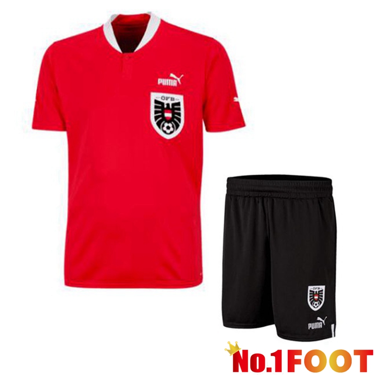 Austria Kids Football Jerseys Home Red 2022-2023 - Click Image to Close