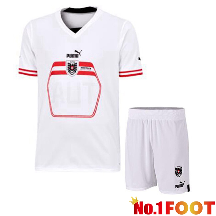 Austria Kids Football Jerseys Away White 2022-2023