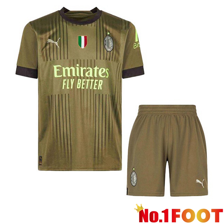 AC Milan Kids Football Jerseys Third Marron 2022-2023