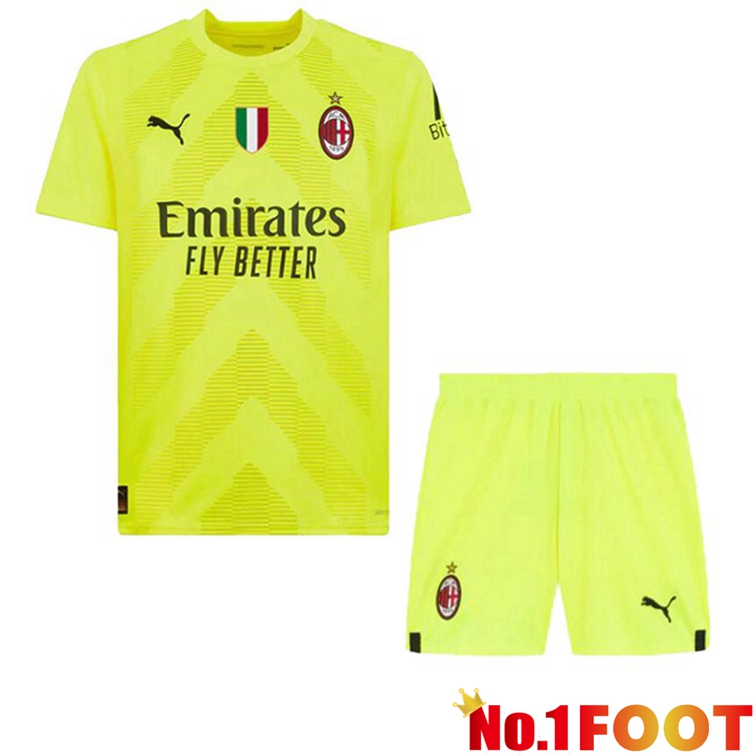 AC Milan Kids Goalkeeper Football Jerseys Yellow 2022-2023