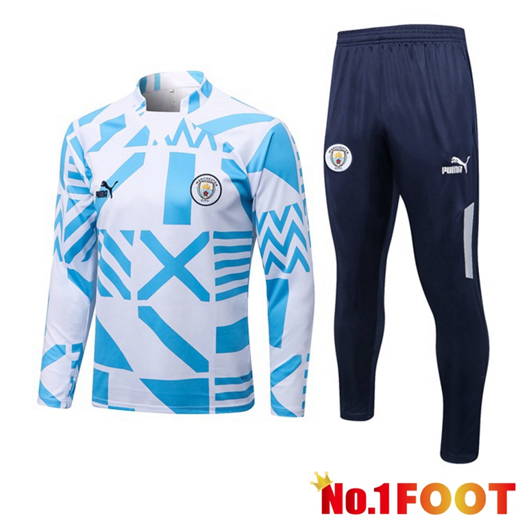 Manchester City Training Tracksuit White Blue 2022-2023