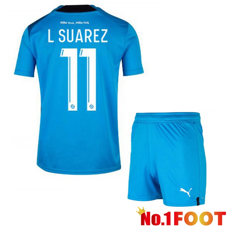 Olympique de Marseille (L SUAREZ 11) Kids Football Jerseys Third Blue 2022-2023