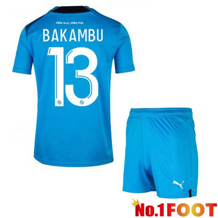 Olympique de Marseille (BAKAMBU 13) Kids Football Jerseys Third Blue 2022-2023