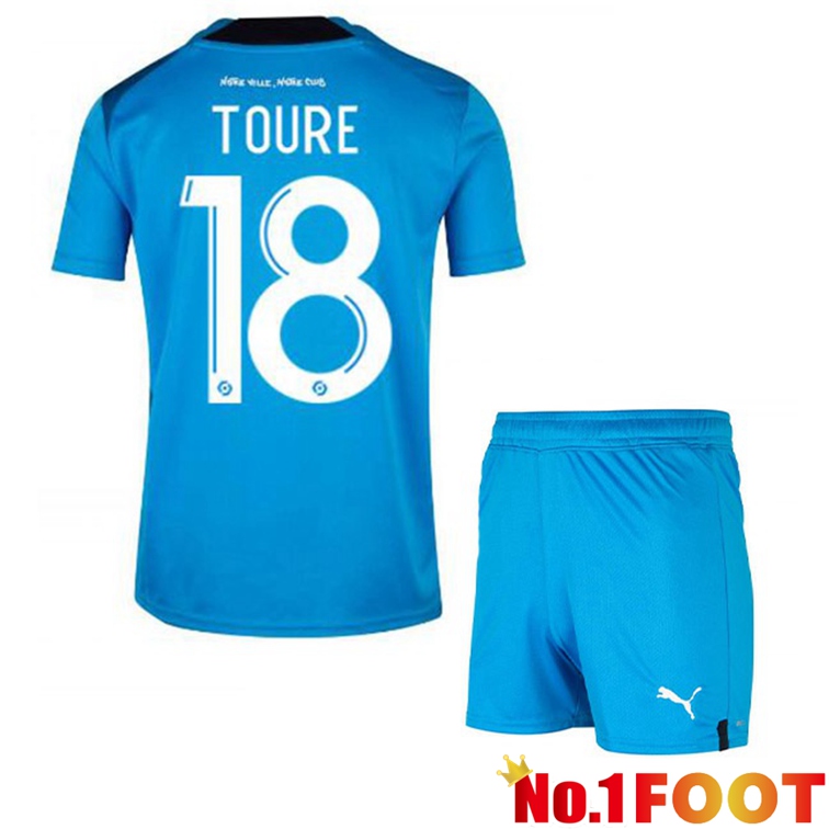 Olympique de Marseille (TOURE 18) Kids Football Jerseys Third Blue 2022-2023