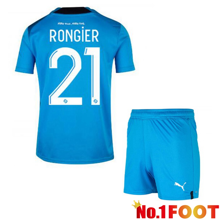 Olympique de Marseille (RONGIER 21) Kids Football Jerseys Third Blue 2022-2023