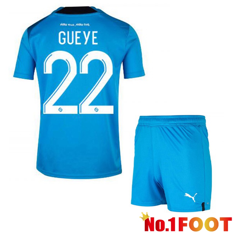 Olympique de Marseille (GUEYE 22) Kids Football Jerseys Third Blue 2022-2023