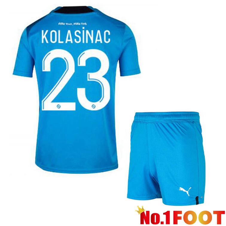 Olympique de Marseille (KOLASINAC 23) Kids Football Jerseys Third Blue 2022-2023