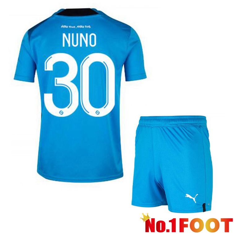 Olympique de Marseille (NUNO 30) Kids Football Jerseys Third Blue 2022-2023