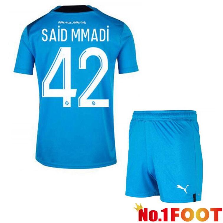 Olympique de Marseille (SAID MMADI 42) Kids Football Jerseys Third Blue 2022-2023