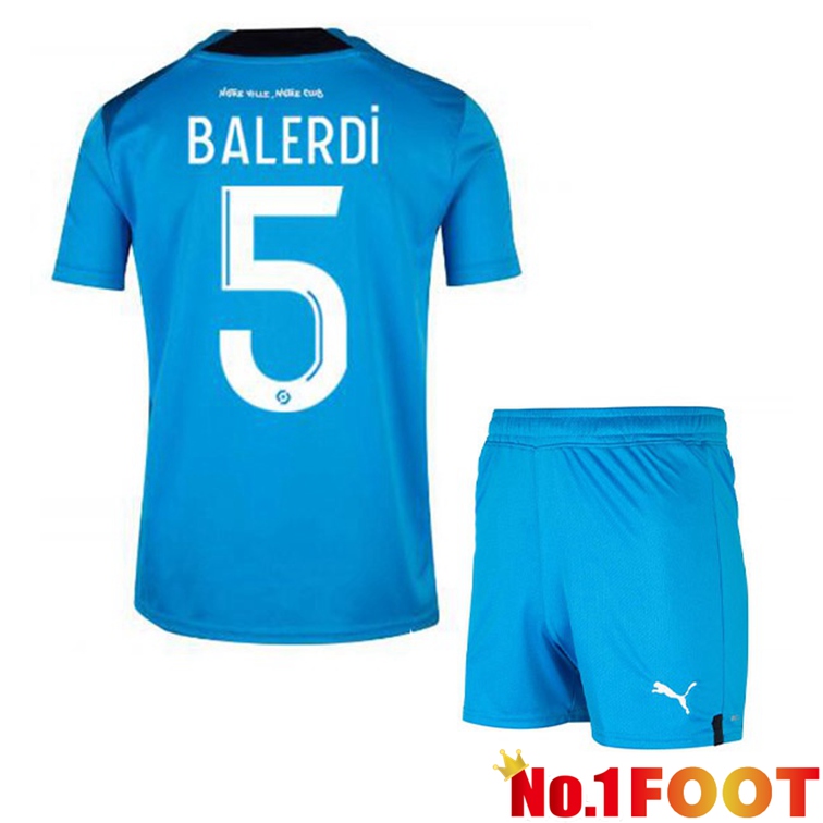 Olympique de Marseille (BALERDI 5) Kids Football Jerseys Third Blue 2022-2023