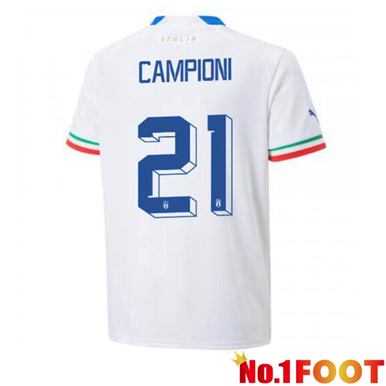 Italy (Campioni 21) Football Jerseys Away White 2022-2023