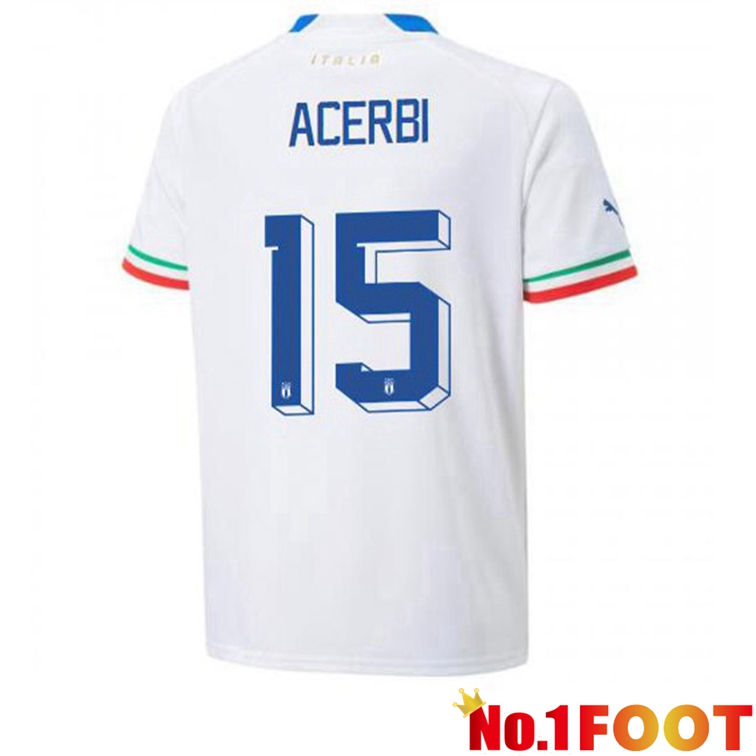 Italy (Acerbi 15) Football Jerseys Away White 2022-2023