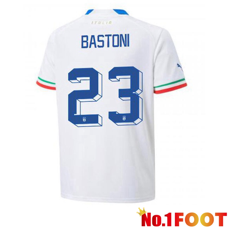 Italy (Bastoni 23) Football Jerseys Away White 2022-2023