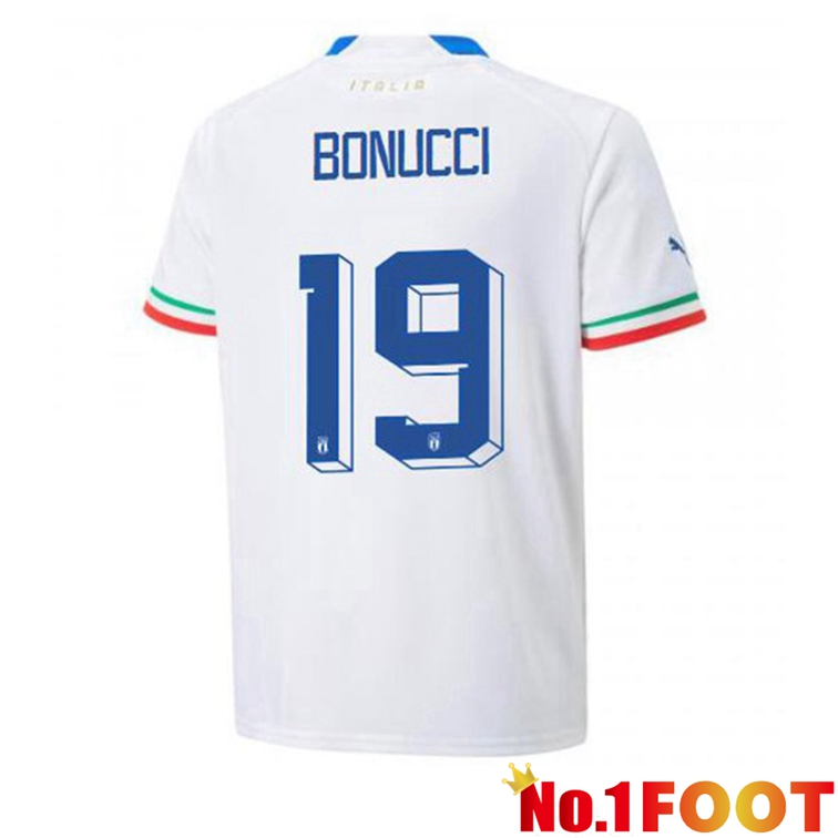 Italy (Bonucci 19) Football Jerseys Away White 2022-2023