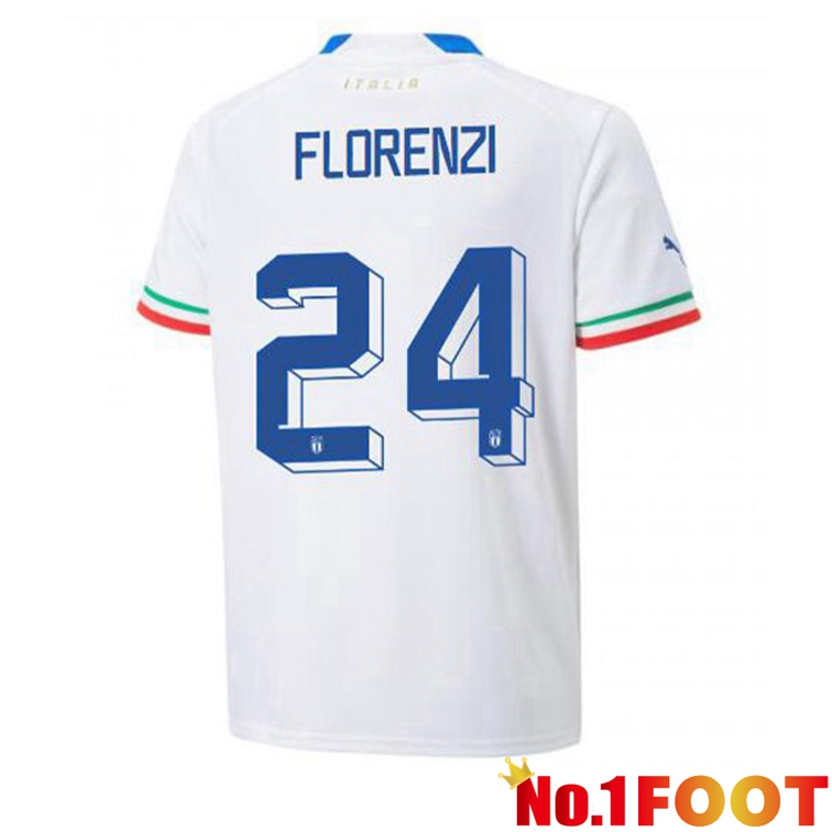 Italy (Florenzi 24) Football Jerseys Away White 2022-2023