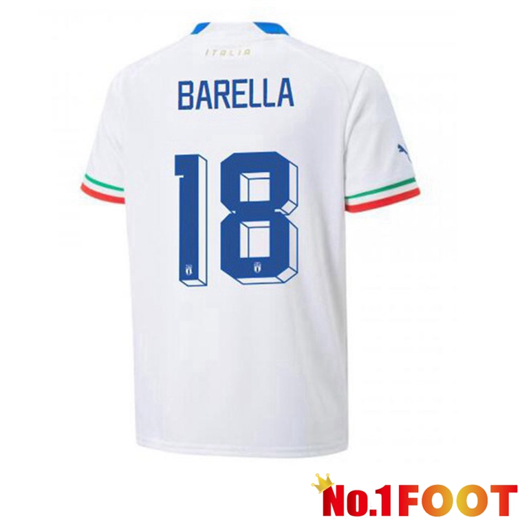 Italy (Barella 18) Football Jerseys Away White 2022-2023